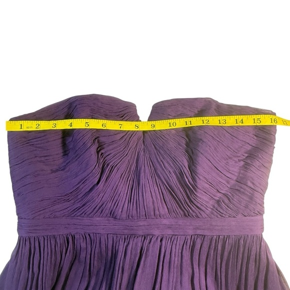 J Crew Silk Chiffon Nadia Strapless Party Dress Size 10 HOCO Purple Bridesmaid - Picture 6 of 13